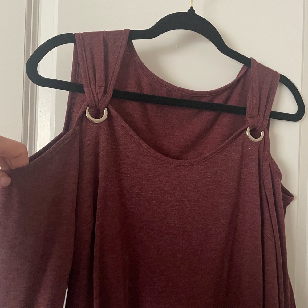 Women's Burgundy Top with Ring Detail